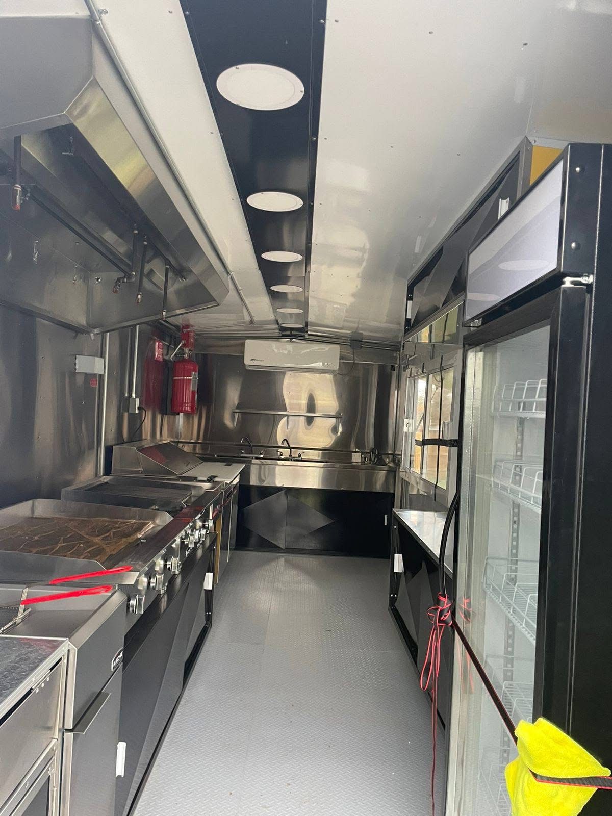 Dark interior kitchen with stainless steel